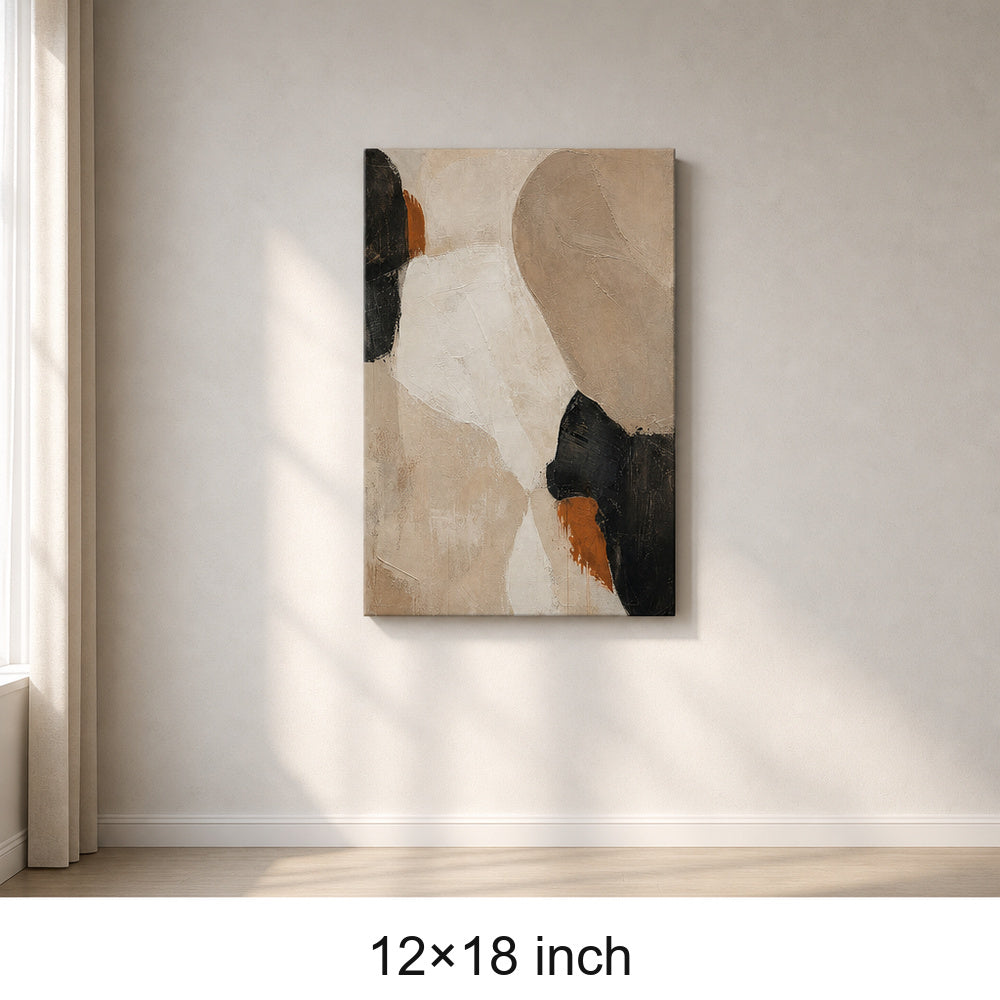 Neutral Abstract Layered Stone Blocks Canvas Wall Art — 12×18 room mockup