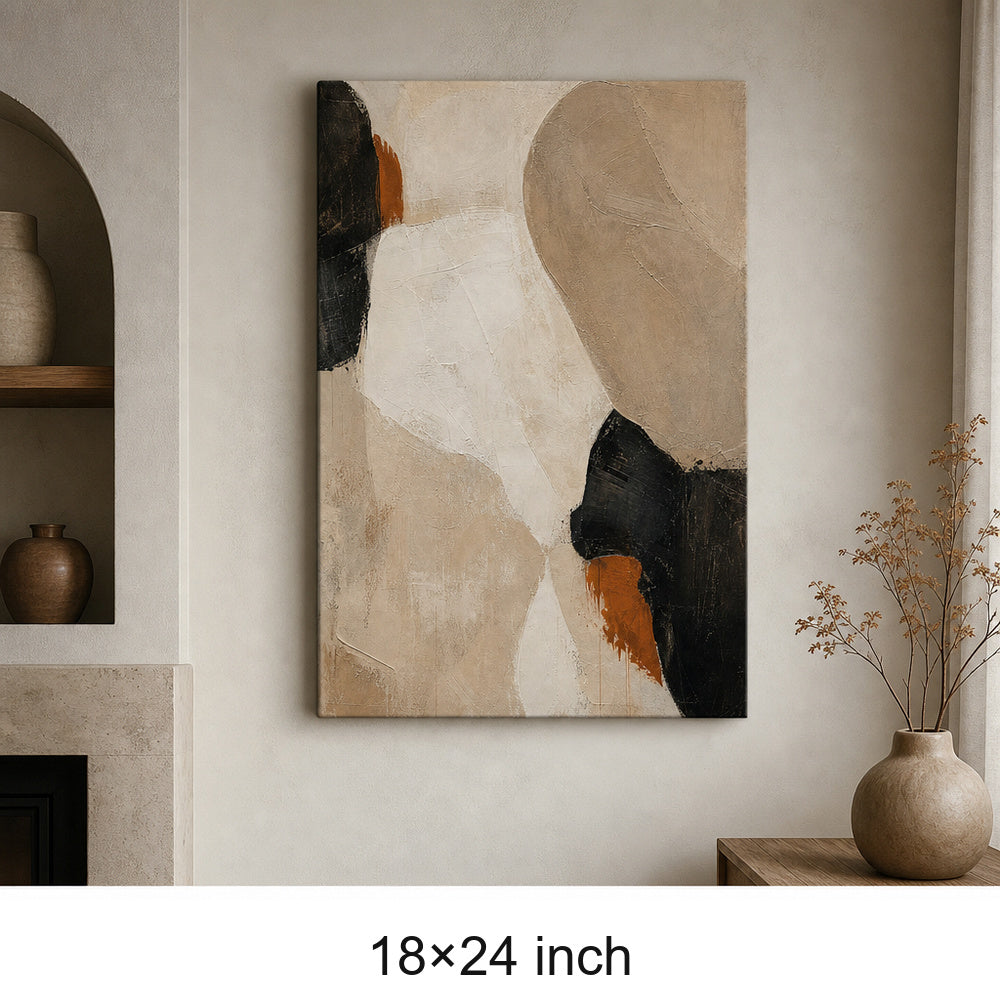 Neutral Abstract Layered Stone Blocks Canvas Wall Art — 18×24 room mockup