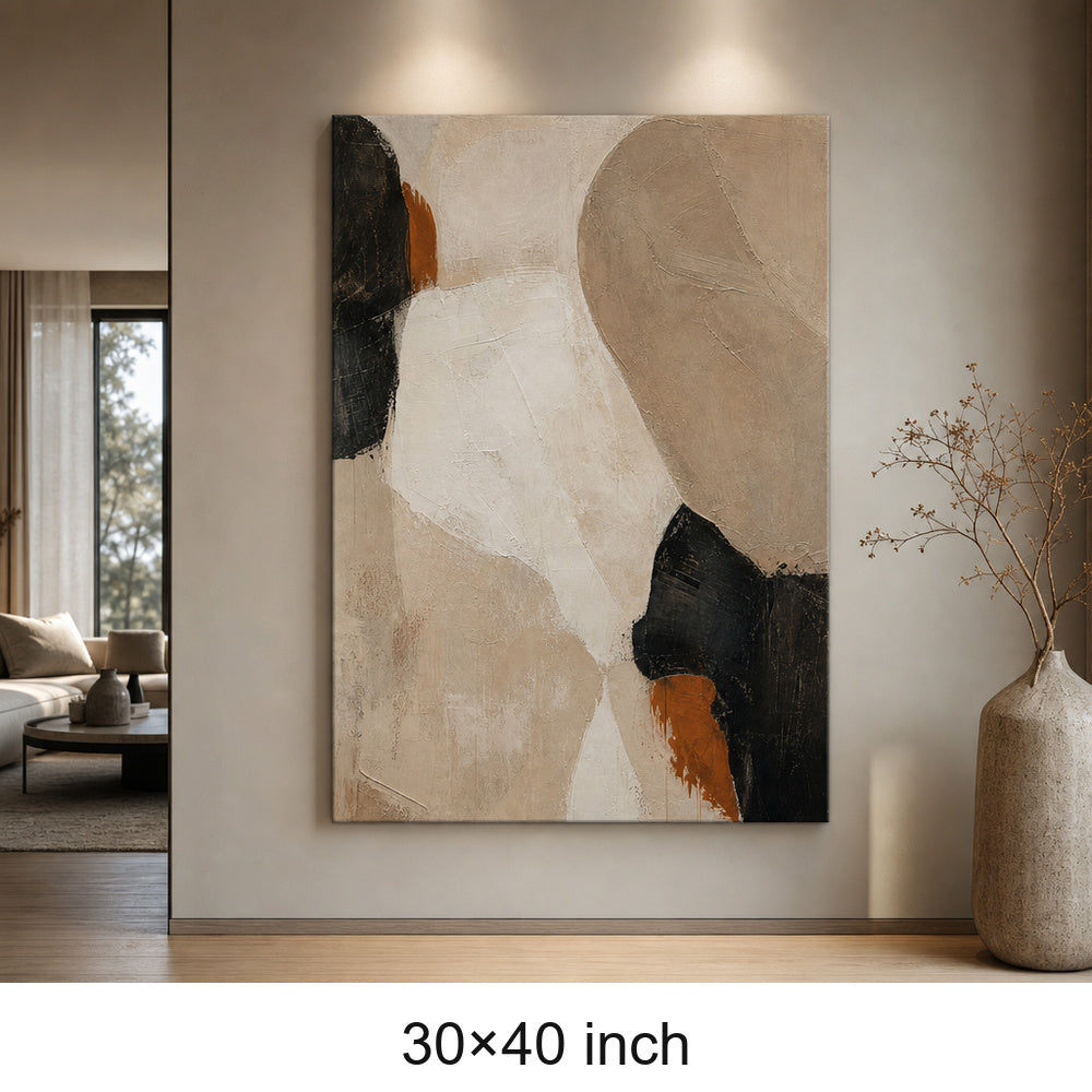 Neutral Abstract Layered Stone Blocks Canvas Wall Art — 30×40 room mockup