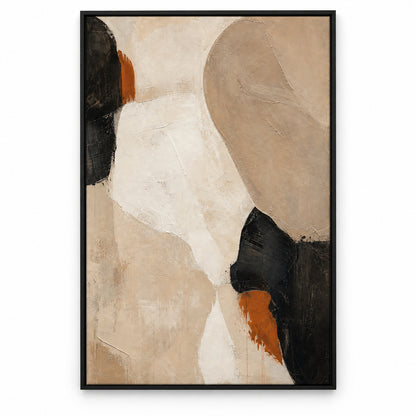 Neutral Abstract Layered Stone Blocks Canvas Wall Art | black_sku