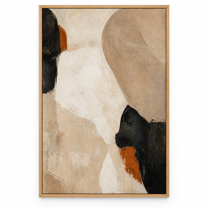 Neutral Abstract Layered Stone Blocks Canvas Wall Art | brown_sku