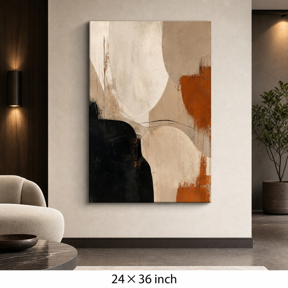 Neutral Abstract Black Taupe Anchor Canvas Wall Art - 06_sku_24x36_wall
