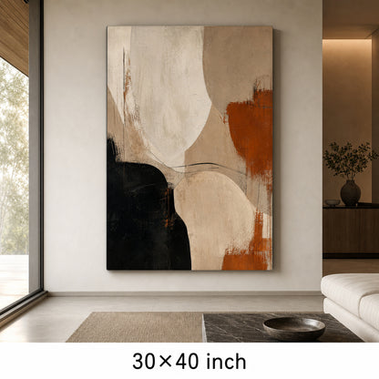 Neutral Abstract Black Taupe Anchor Canvas Wall Art - 07_sku_30x40_wall
