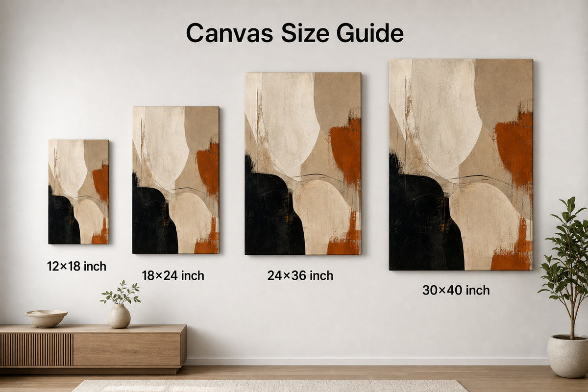 Neutral Abstract Black Taupe Anchor Canvas Wall Art - 08_size_comparison