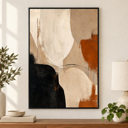 Neutral Abstract Black Taupe Anchor Canvas Wall Art | black_independent_close