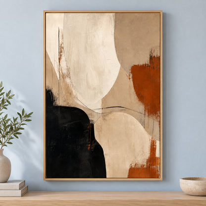 Neutral Abstract Black Taupe Anchor Canvas Wall Art | brown_independent_close