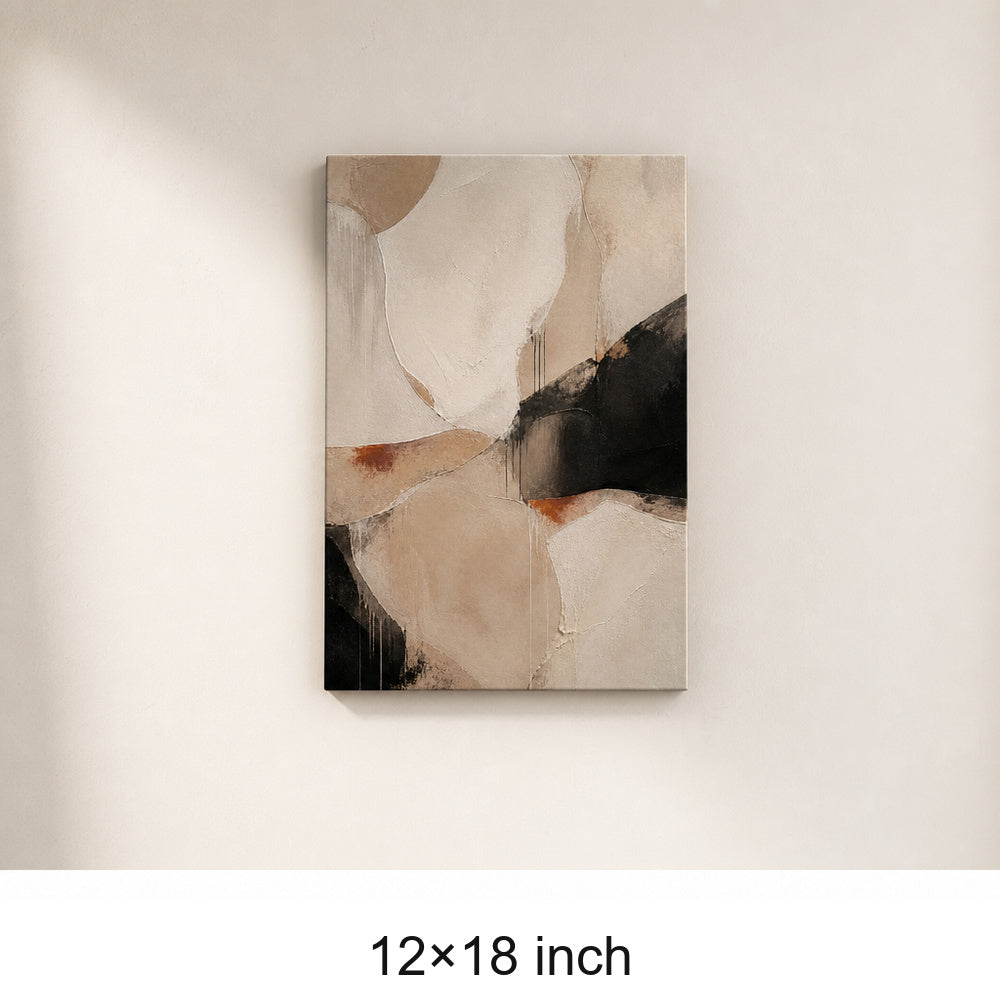 Neutral Abstract Ivory Sand Flow Canvas Wall Art - 04_sku_12x18_wall