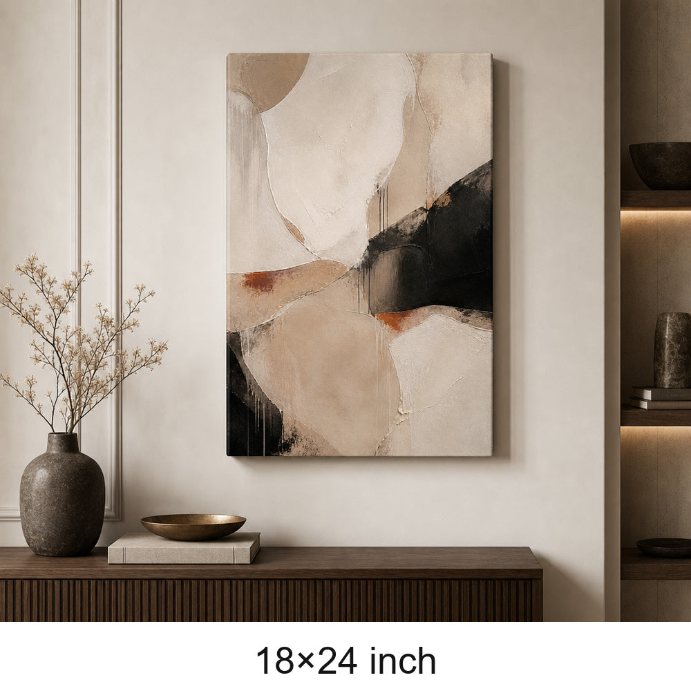 Neutral Abstract Ivory Sand Flow Canvas Wall Art - 05_sku_18x24_wall
