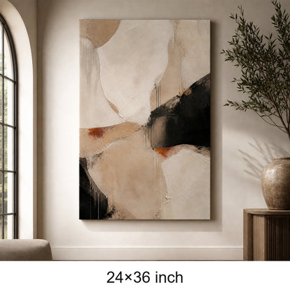 Neutral Abstract Ivory Sand Flow Canvas Wall Art - 06_sku_24x36_wall