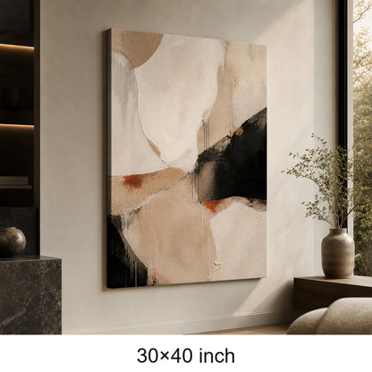 Neutral Abstract Ivory Sand Flow Canvas Wall Art - 07_sku_30x40_wall