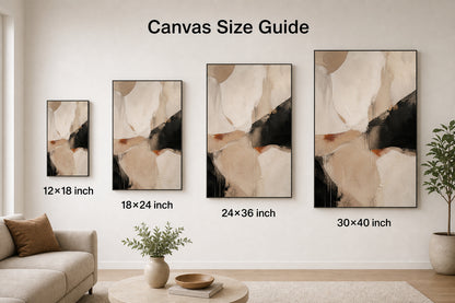 Neutral Abstract Ivory Sand Flow Canvas Wall Art - 08_size_comparison