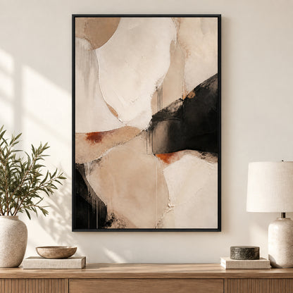 Neutral Abstract Ivory Sand Flow Canvas Wall Art | black_independent_close