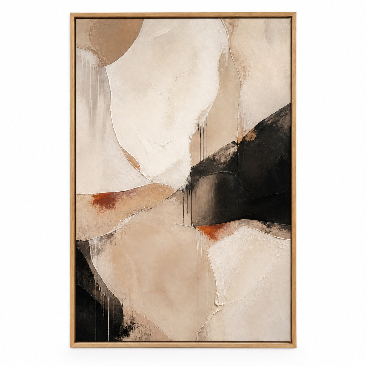 Neutral Abstract Ivory Sand Flow Canvas Wall Art | brown_sku