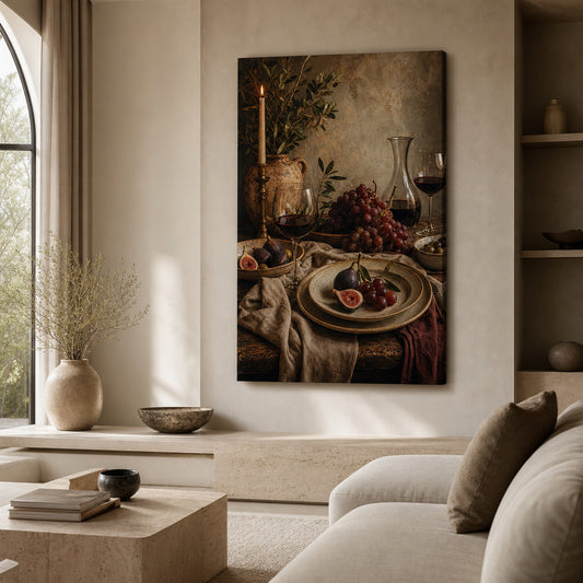 Warm Dining Room Still Life Canvas Wall Art — room scene