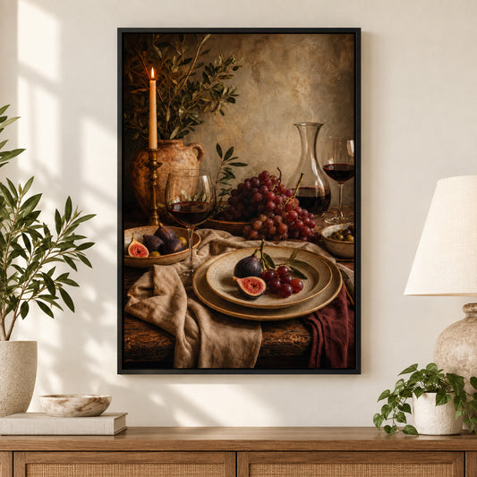 Warm Dining Room Still Life Canvas Wall Art | black_independent_close