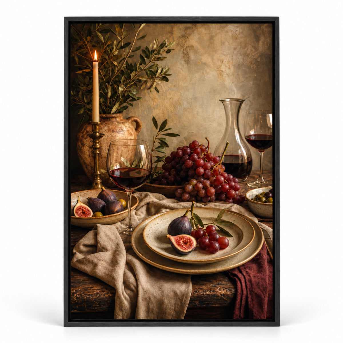Warm Dining Room Still Life Canvas Wall Art | black_sku