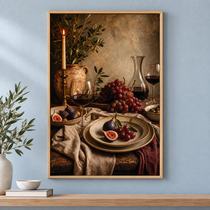 Warm Dining Room Still Life Canvas Wall Art | brown_independent_close