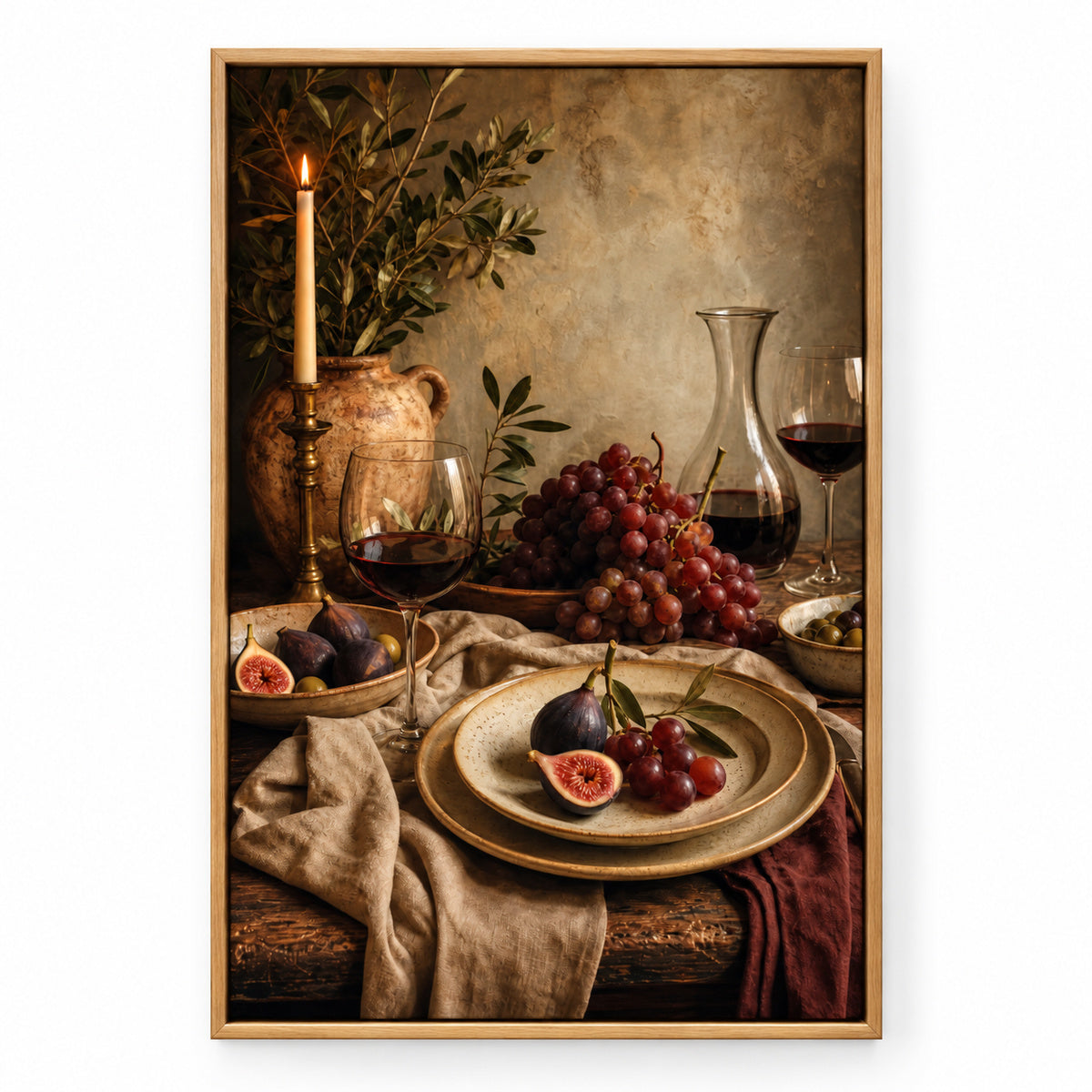 Warm Dining Room Still Life Canvas Wall Art | brown_sku