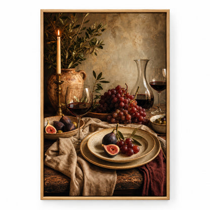 Warm Dining Room Still Life Canvas Wall Art | brown_sku