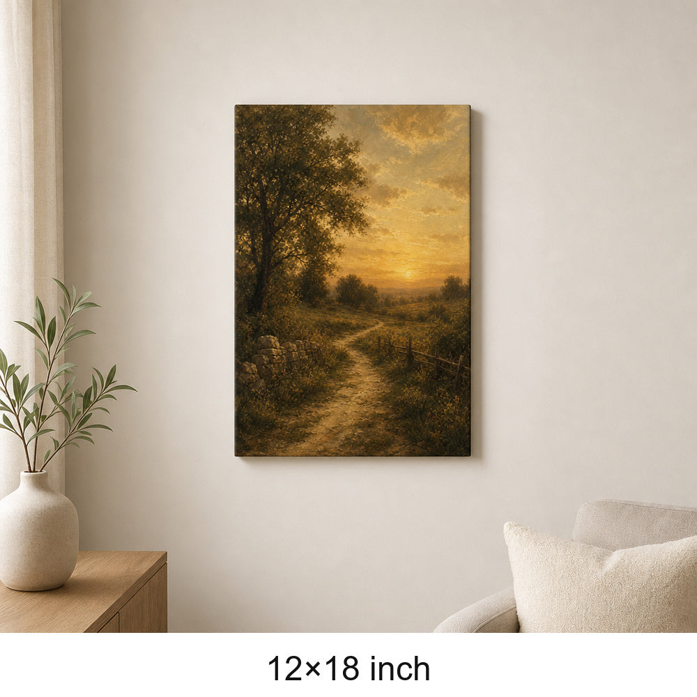 Vintage Countryside Landscape Canvas Wall Art — 12×18 room mockup