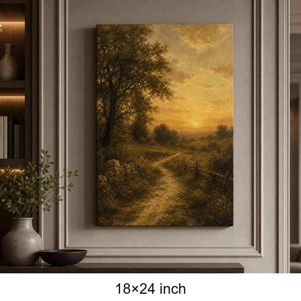 Vintage Countryside Landscape Canvas Wall Art — 18×24 room mockup