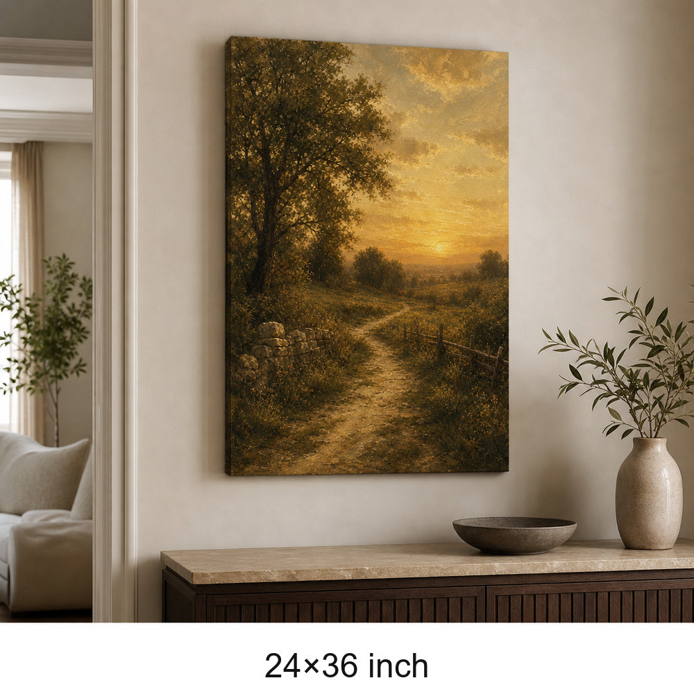 Vintage Countryside Landscape Canvas Wall Art — 24×36 room mockup