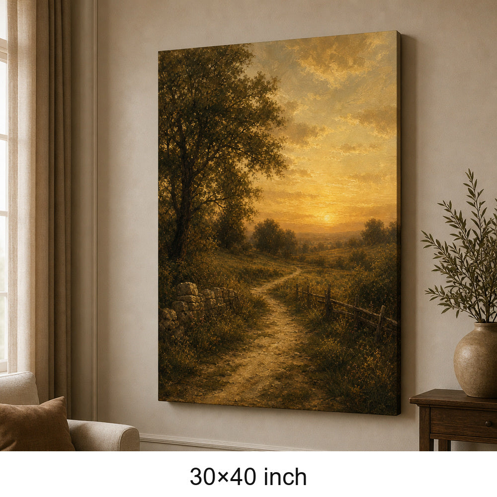 Vintage Countryside Landscape Canvas Wall Art — 30×40 room mockup