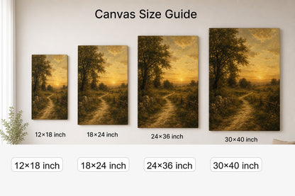Vintage Countryside Landscape Canvas Wall Art - 08_size_comparison