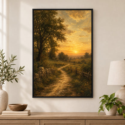 Vintage Countryside Landscape Canvas Wall Art | black_independent_close