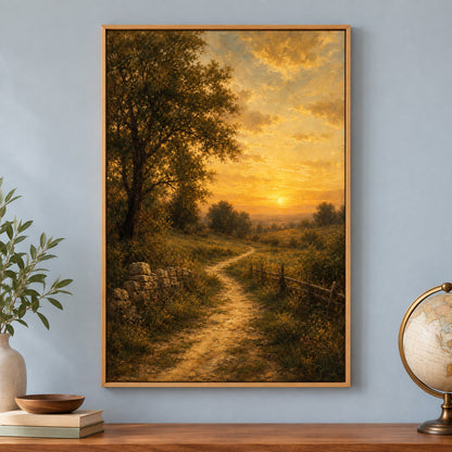 Vintage Countryside Landscape Canvas Wall Art | brown_independent_close