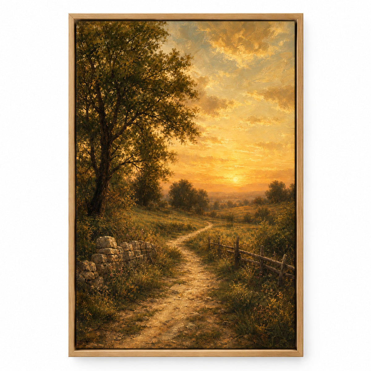 Vintage Countryside Landscape Canvas Wall Art | brown_sku