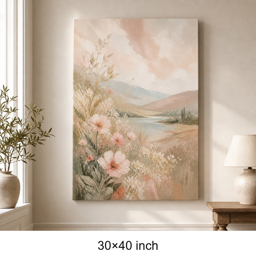 Soft Neutral Bedroom Canvas Wall Art — 30×40 room mockup