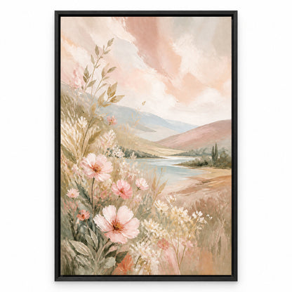 Soft Neutral Bedroom Canvas Wall Art | black_sku