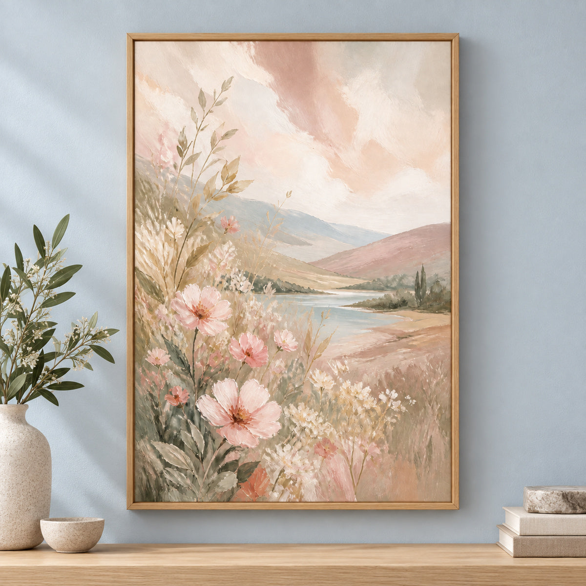 Soft Neutral Bedroom Canvas Wall Art | brown_independent_close