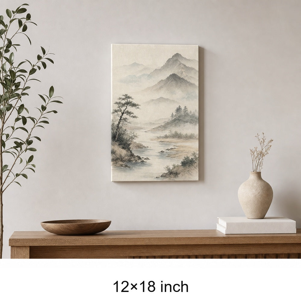 Japanese Zen Mountain Canvas Wall Art - 04_sku_12x18_wall