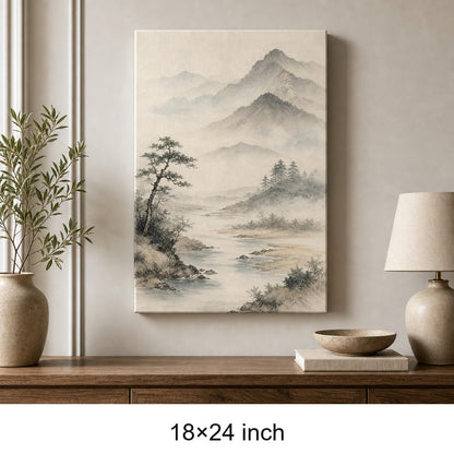 Japanese Zen Mountain Canvas Wall Art - 05_sku_18x24_wall