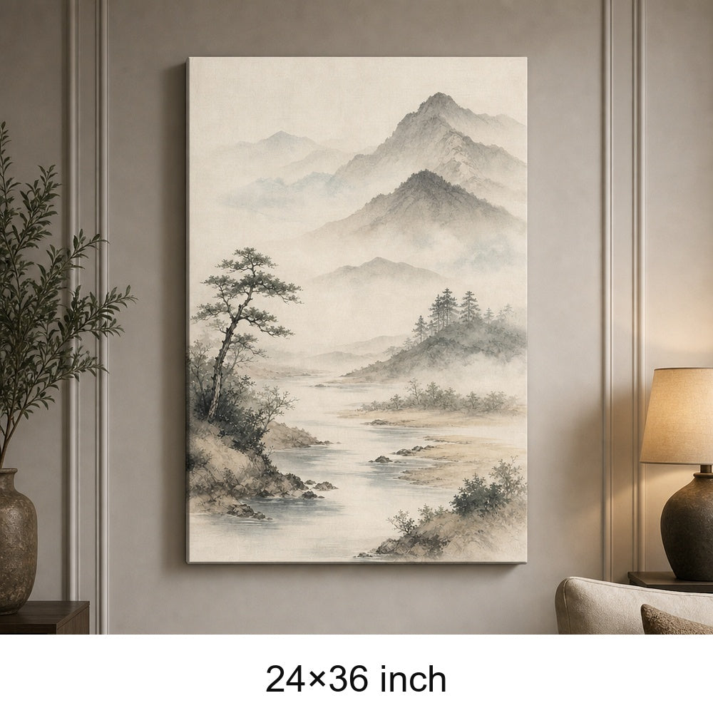 Japanese Zen Mountain Canvas Wall Art - 06_sku_24x36_wall