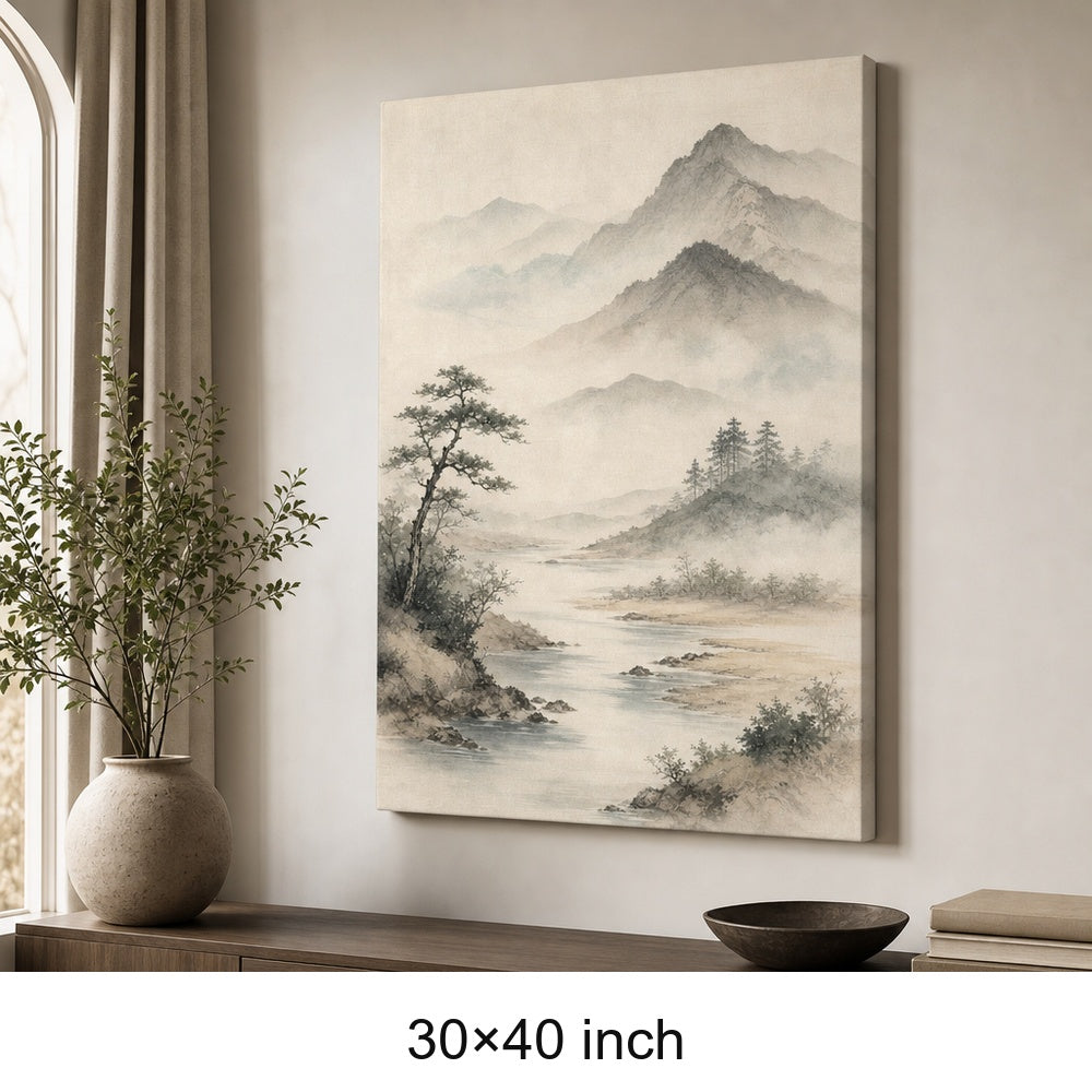 Japanese Zen Mountain Canvas Wall Art - 07_sku_30x40_wall