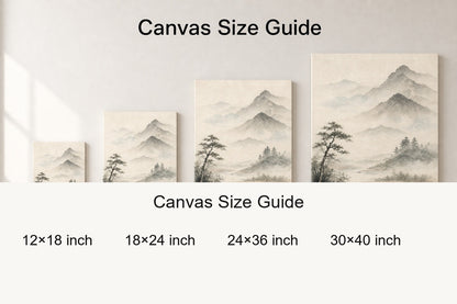 Japanese Zen Mountain Canvas Wall Art - 08_size_comparison