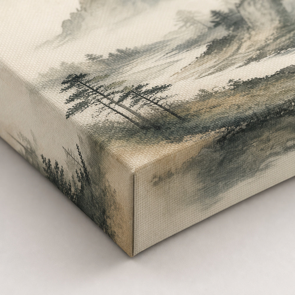 Japanese Misty River Zen Canvas Wall Art - 03_detail_closeup