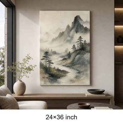 Japanese Misty River Zen Canvas Wall Art - 06_sku_24x36_wall