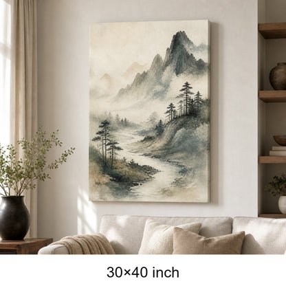 Japanese Misty River Zen Canvas Wall Art - 07_sku_30x40_wall
