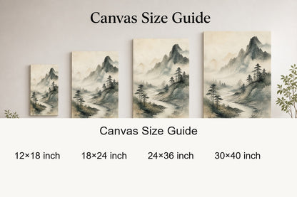 Japanese Misty River Zen Canvas Wall Art - 08_size_comparison