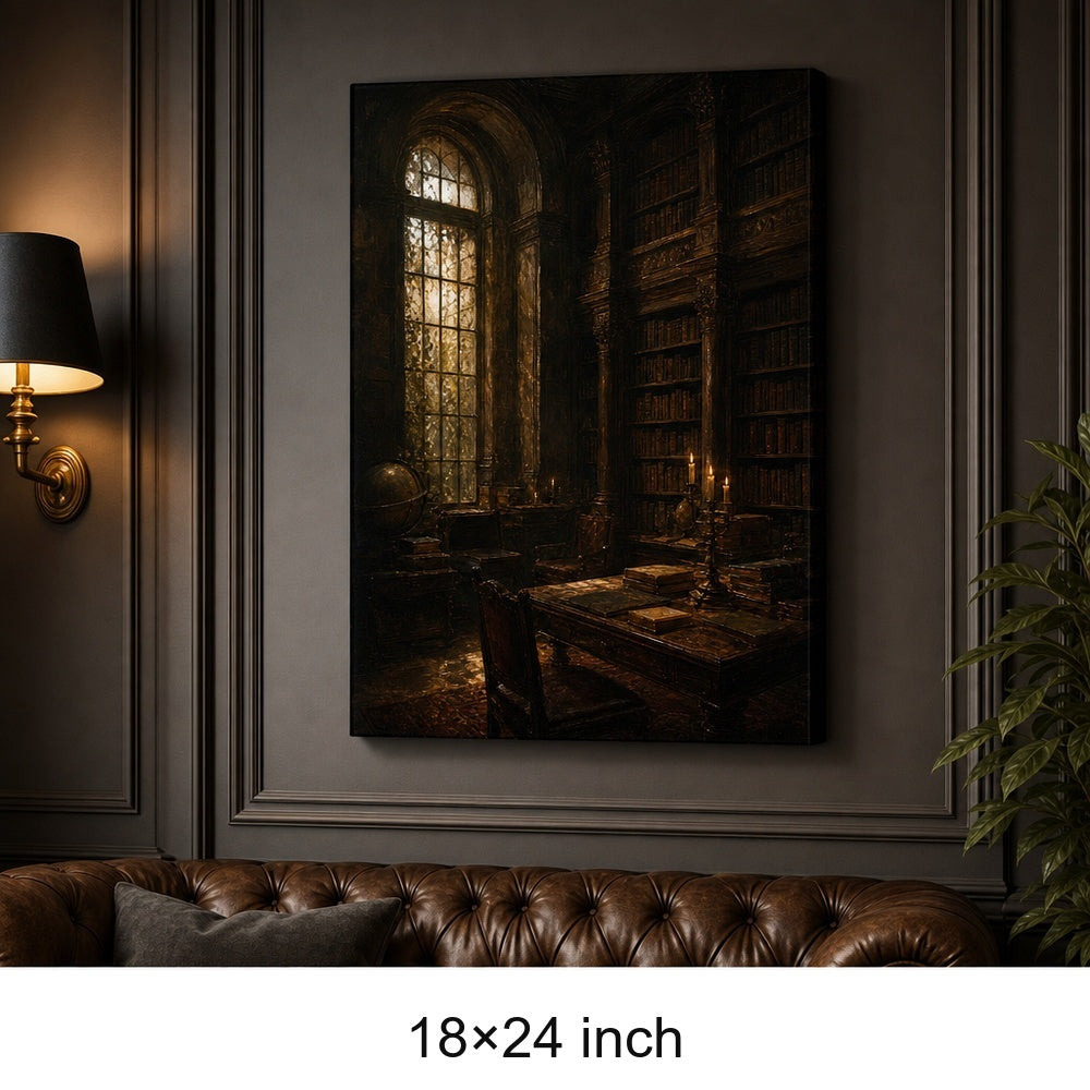 Dark Academia Candlelit Library Canvas Wall Art - 05_sku_18x24_wall
