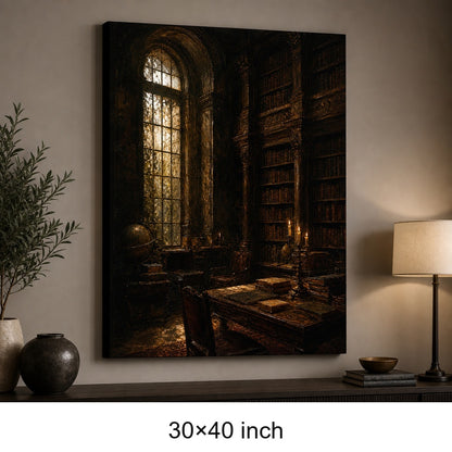 Dark Academia Candlelit Library Canvas Wall Art - 07_sku_30x40_wall