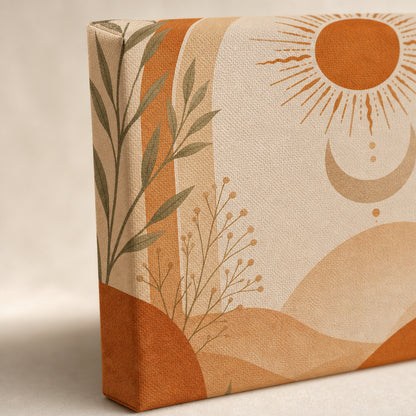 Boho Terracotta Sun Moon Canvas Wall Art - 03_detail_closeup