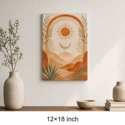 Boho Terracotta Sun Moon Canvas Wall Art - 04_sku_12x18_wall