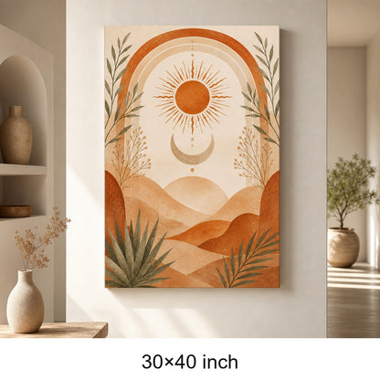 Boho Terracotta Sun Moon Canvas Wall Art - 07_sku_30x40_wall