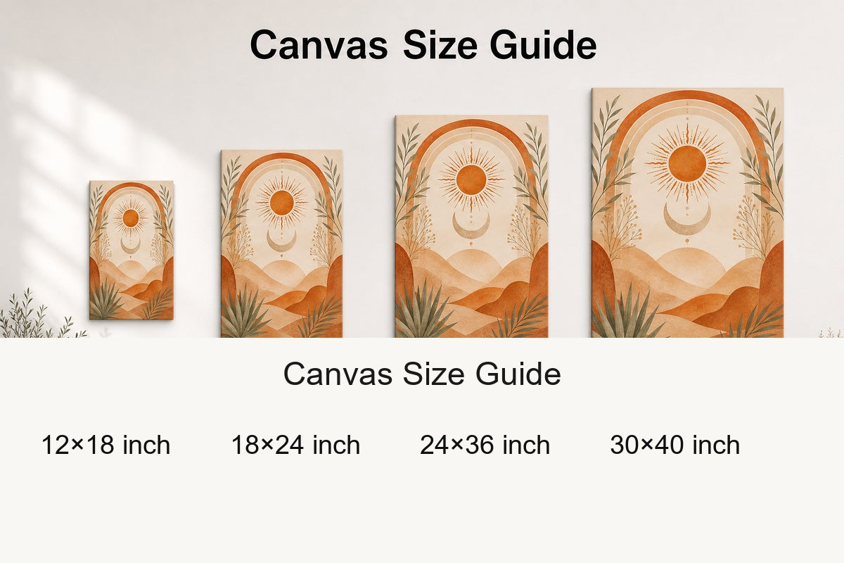 Boho Terracotta Sun Moon Canvas Wall Art - 08_size_comparison