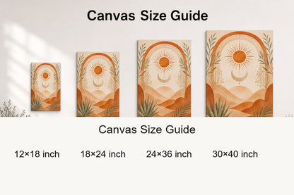 Boho Terracotta Sun Moon Canvas Wall Art - 08_size_comparison